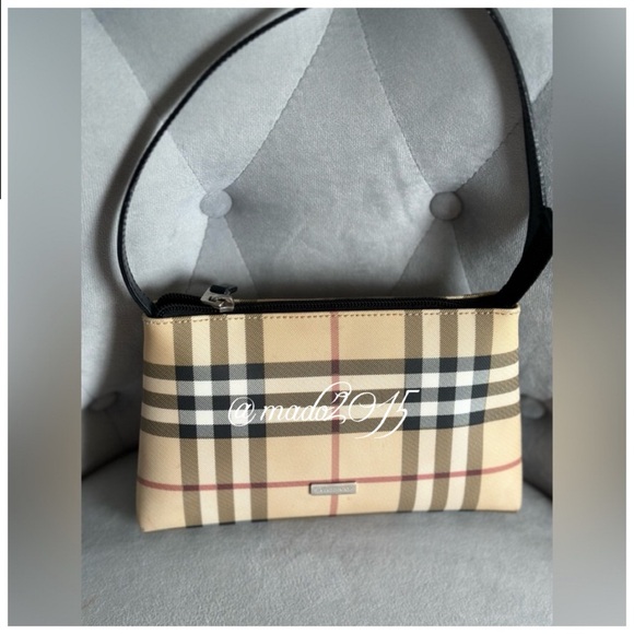 Burberry Beige Coated Canvas Pochette Authentic - Picture 3 of 15